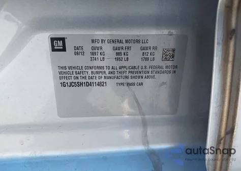 2013 Chevrolet Sonic Lt Auto из США, поврежденный, VIN 1G1JC5SH1D4114821